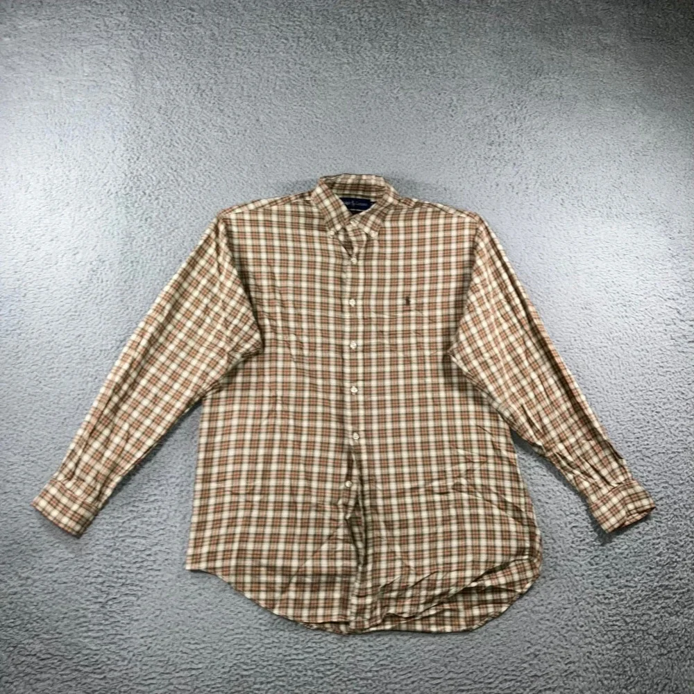 Ralph Lauren Button Down Men 2XL 16 34/35 Yarmouth Plaid Neutral Green Brown L/S